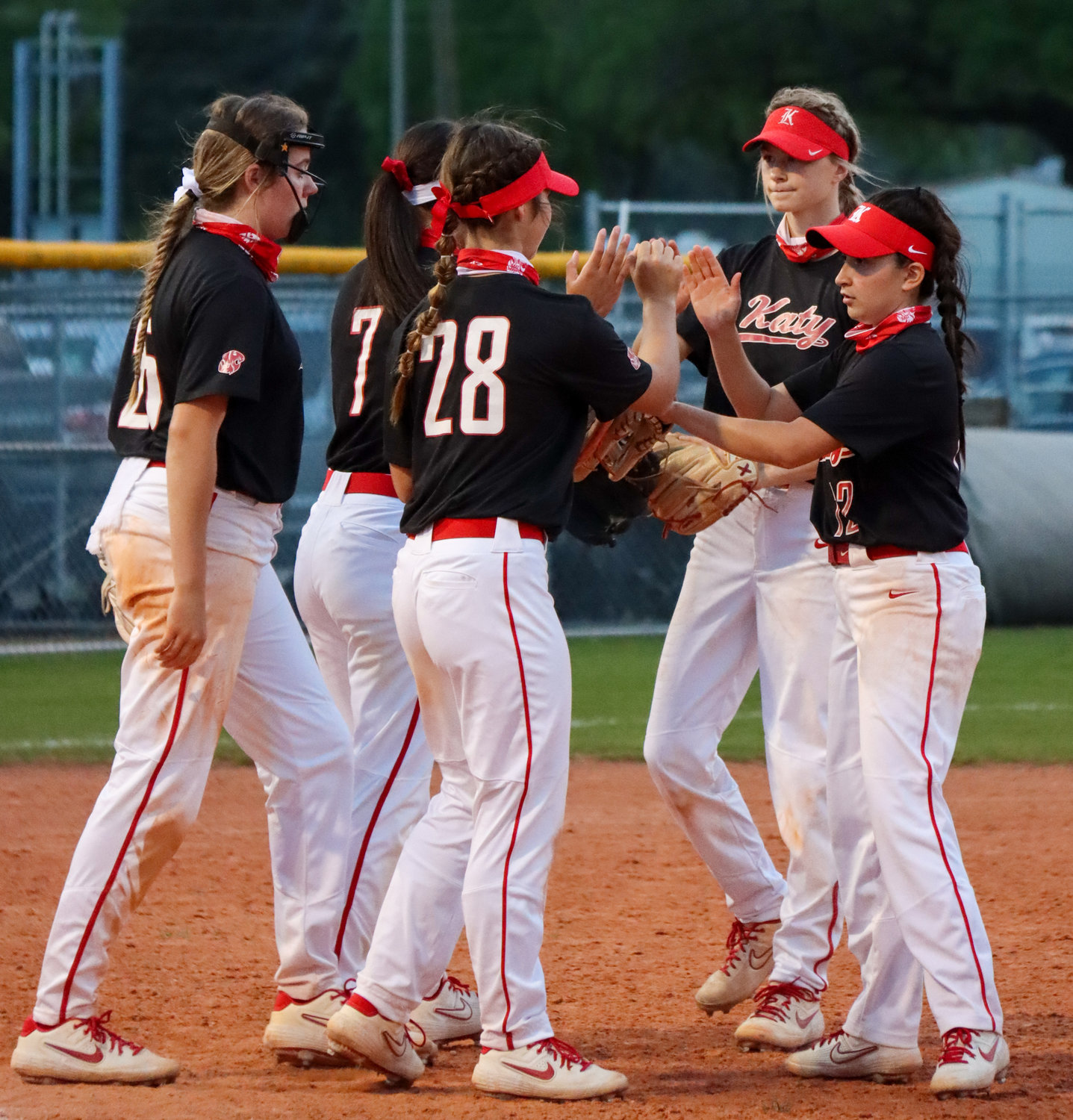 Katy High’s softball team won its sixth straight outright district championship via 9-0 win over Taylor on Saturday, April 10.